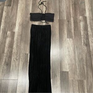 Black Strapless Top and Pleated Skirt Set | Shein Set | Size 4
